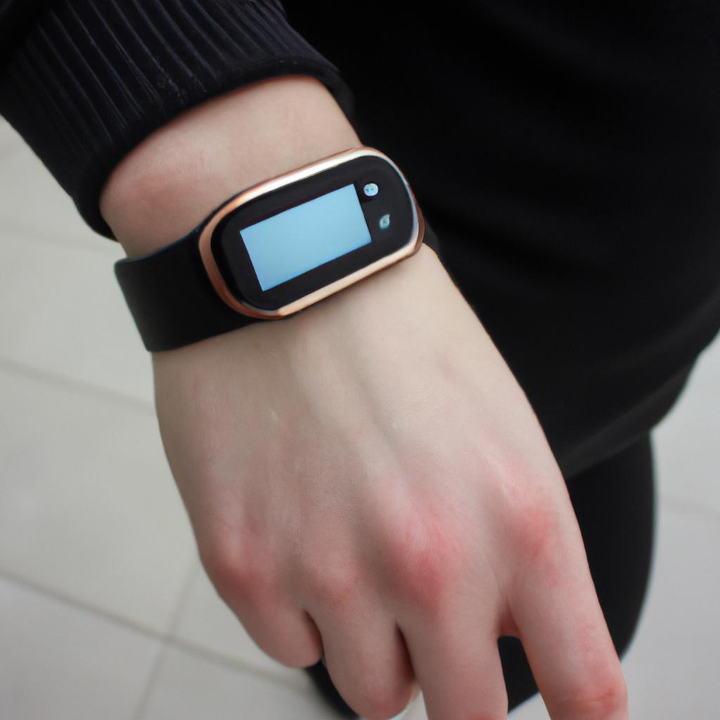 Person using fitness tracker device